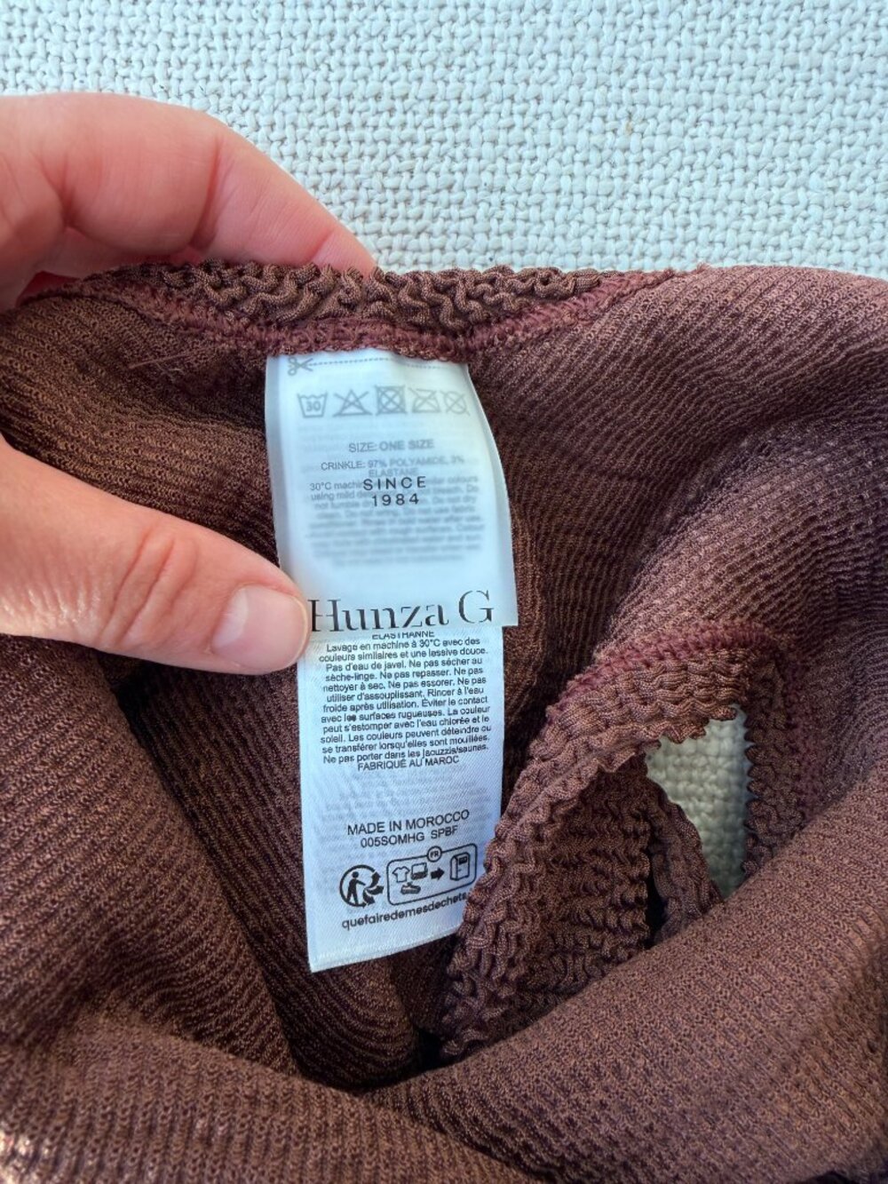 Hunza G Swimsuit Square Neck Swim Metallic Chocolate - Picture 4 of 7
